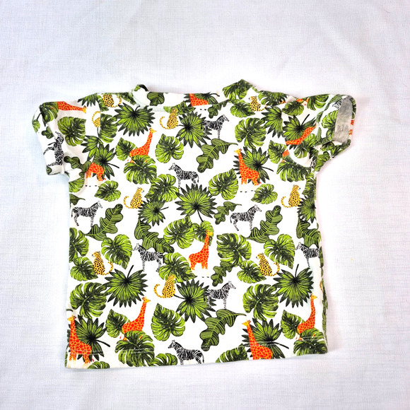 Wonder Nation 18M Boys Safari Short Set Green Linen Shorts Animal Print Top - Picture 7 of 10